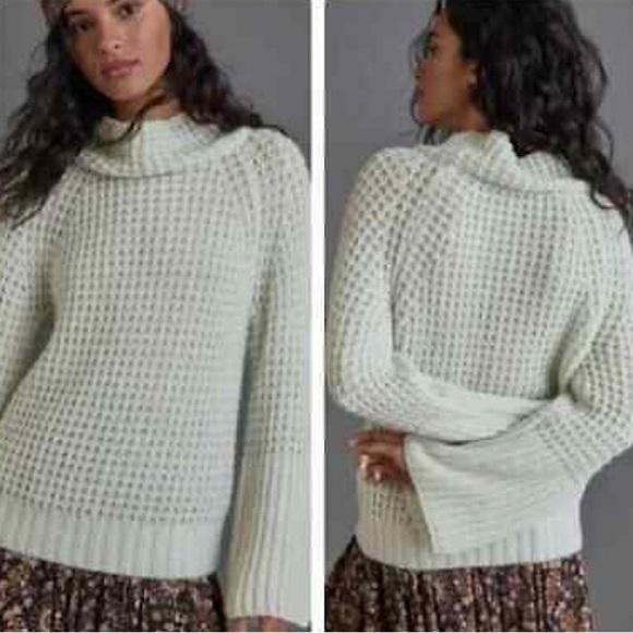 Anthropologie Maeve Dionne Knit Bell‎ Sleeve Light Mint Green - Picture 1 of 10